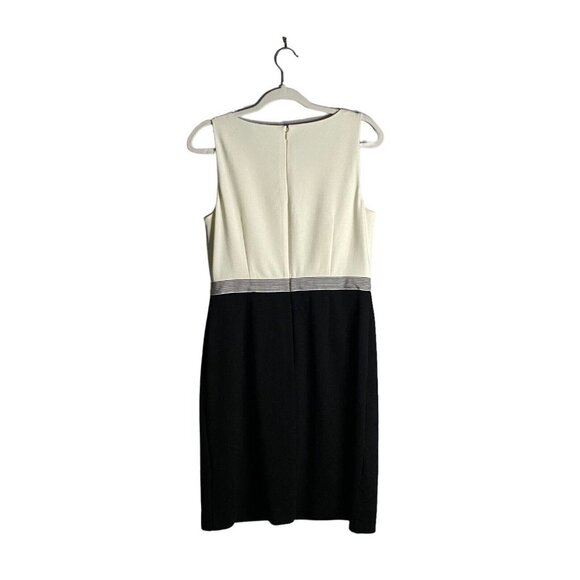 Talbots Women's Cream/Black Rayon Blend Sleeveless Midi Dress - Picture 7 of 7